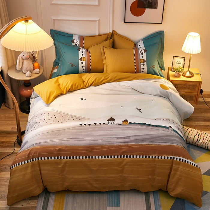 91家纺网 家纺一手货源 找家纺 雲归梦 2021全棉大版四件套可爱卡通系列 流沙风华