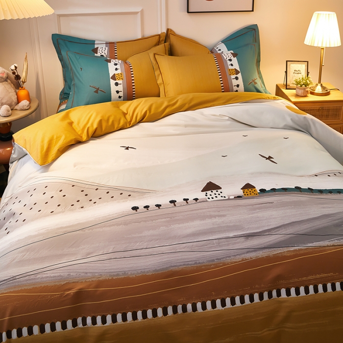 91家纺网 家纺一手货源 找家纺 雲归梦 2021全棉大版四件套可爱卡通系列 流沙风华