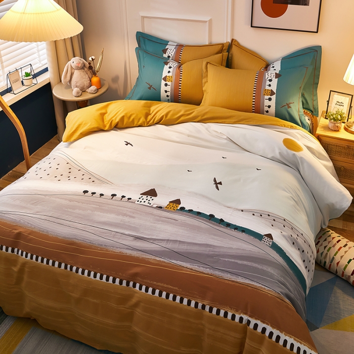 91家纺网 家纺一手货源 找家纺 雲归梦 2021全棉大版四件套可爱卡通系列 流沙风华