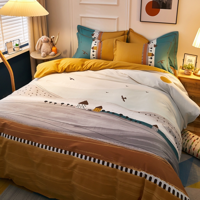 91家纺网 家纺一手货源 找家纺 雲归梦 2021全棉大版四件套可爱卡通系列 流沙风华