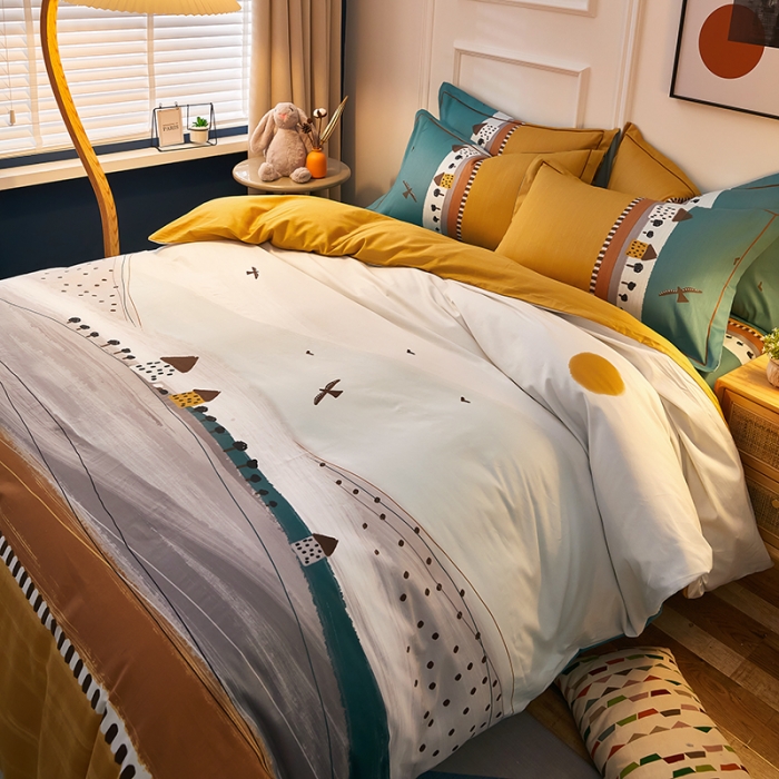 91家纺网 家纺一手货源 找家纺 雲归梦 2021全棉大版四件套可爱卡通系列 流沙风华