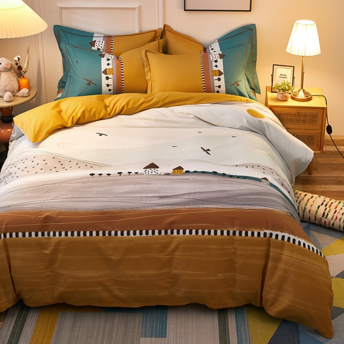 91家纺网 家纺一手货源 找家纺 雲归梦 2021全棉大版四件套可爱卡通系列 流沙风华