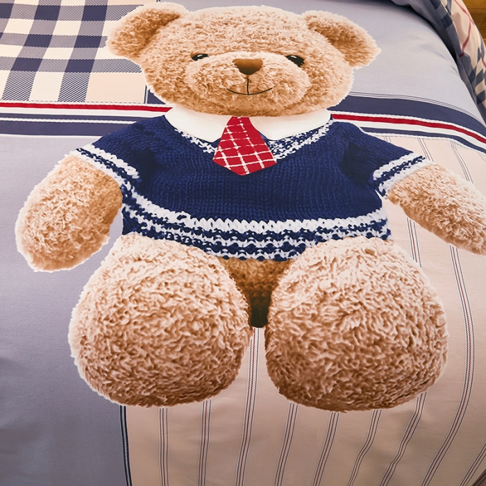 91家纺网 家纺一手货源 找家纺 雲归梦 2021全棉大版四件套可爱卡通系列 泰迪熊