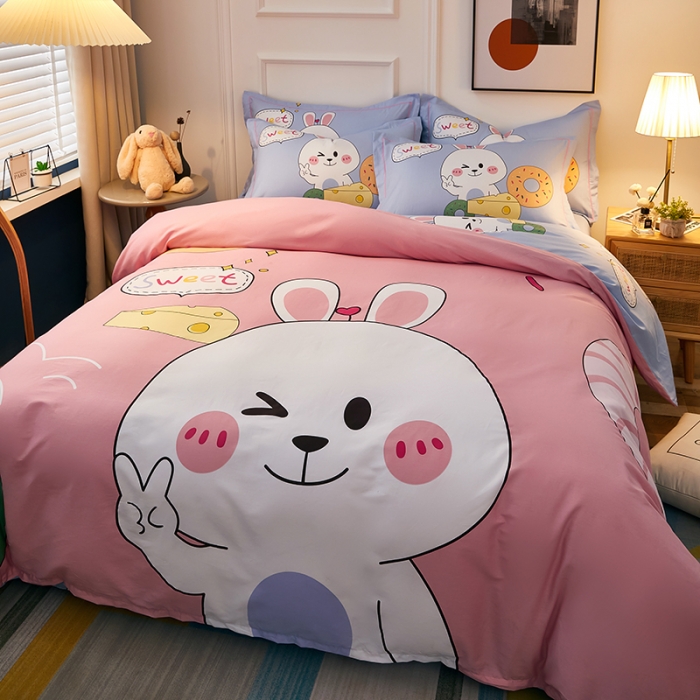 91家纺网 家纺一手货源 找家纺 雲归梦 2021全棉大版四件套可爱卡通系列 甜甜兔