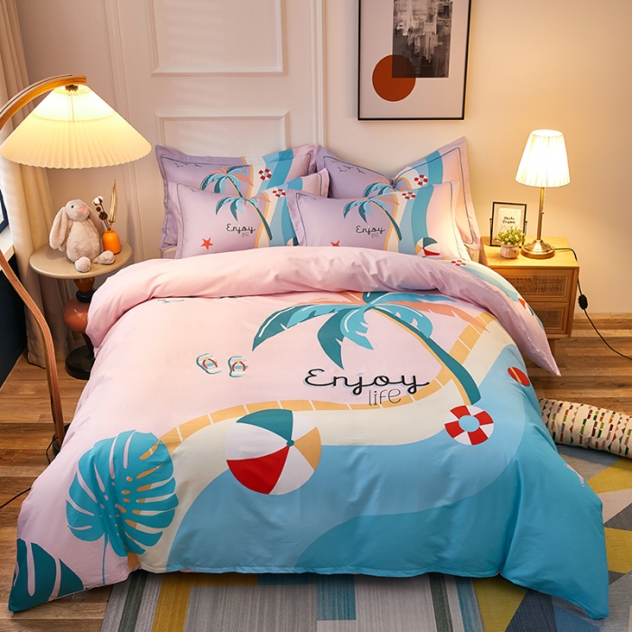 91家纺网 家纺一手货源 找家纺 雲归梦 2021全棉大版四件套可爱卡通系列 夏风