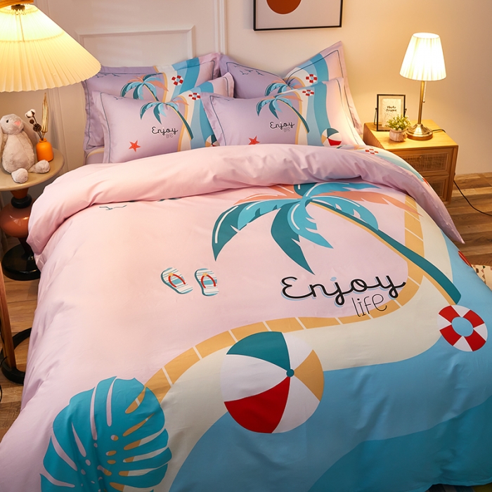 91家纺网 家纺一手货源 找家纺 雲归梦 2021全棉大版四件套可爱卡通系列 夏风