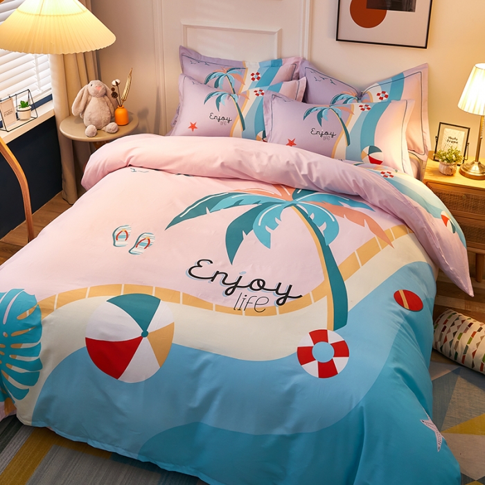 91家纺网 家纺一手货源 找家纺 雲归梦 2021全棉大版四件套可爱卡通系列 夏风