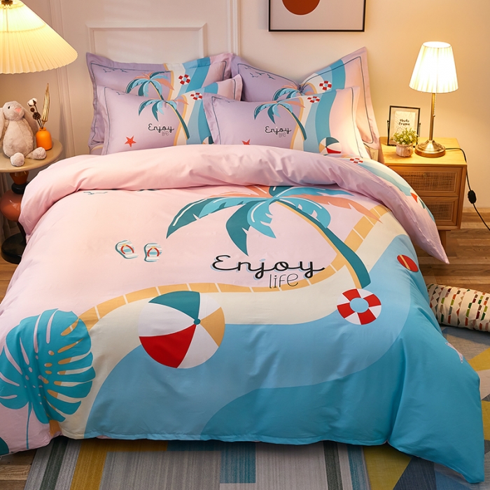 91家纺网 家纺一手货源 找家纺 雲归梦 2021全棉大版四件套可爱卡通系列 夏风