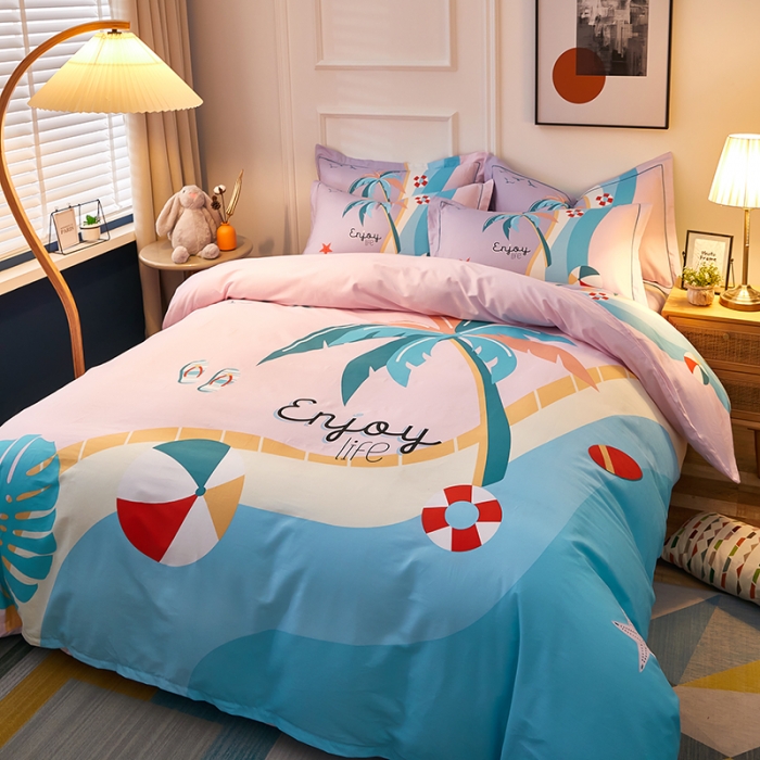 91家纺网 家纺一手货源 找家纺 雲归梦 2021全棉大版四件套可爱卡通系列 夏风