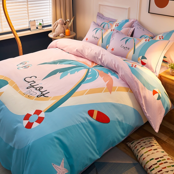 91家纺网 家纺一手货源 找家纺 雲归梦 2021全棉大版四件套可爱卡通系列 夏风