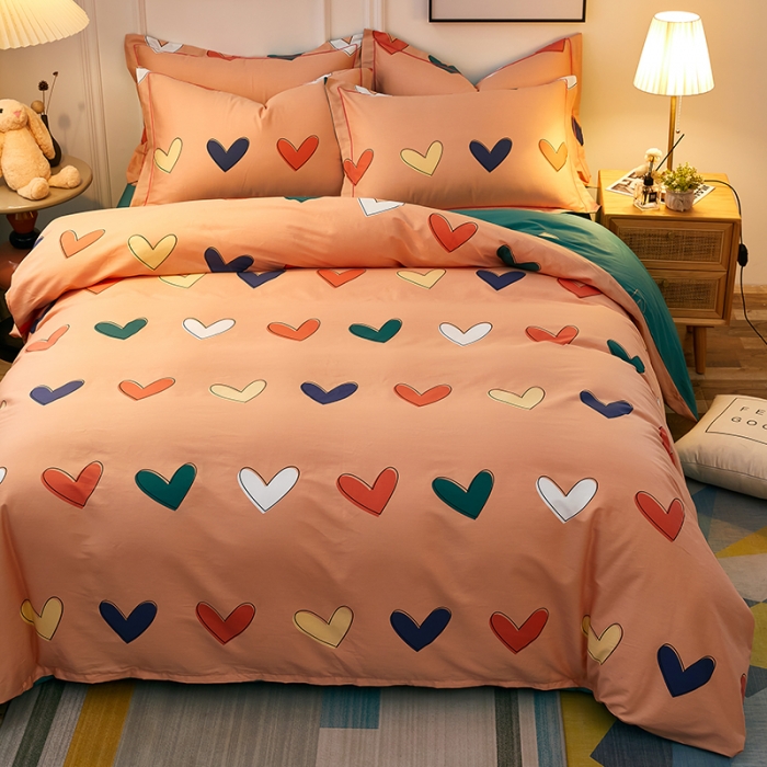 91家纺网 家纺一手货源 找家纺 雲归梦 2021全棉大版四件套可爱卡通系列 心心相印