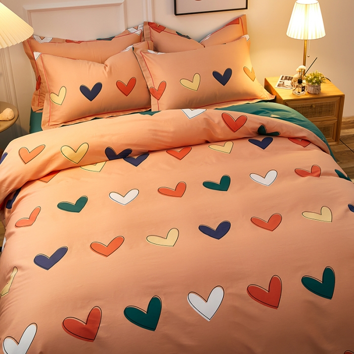 91家纺网 家纺一手货源 找家纺 雲归梦 2021全棉大版四件套可爱卡通系列 心心相印