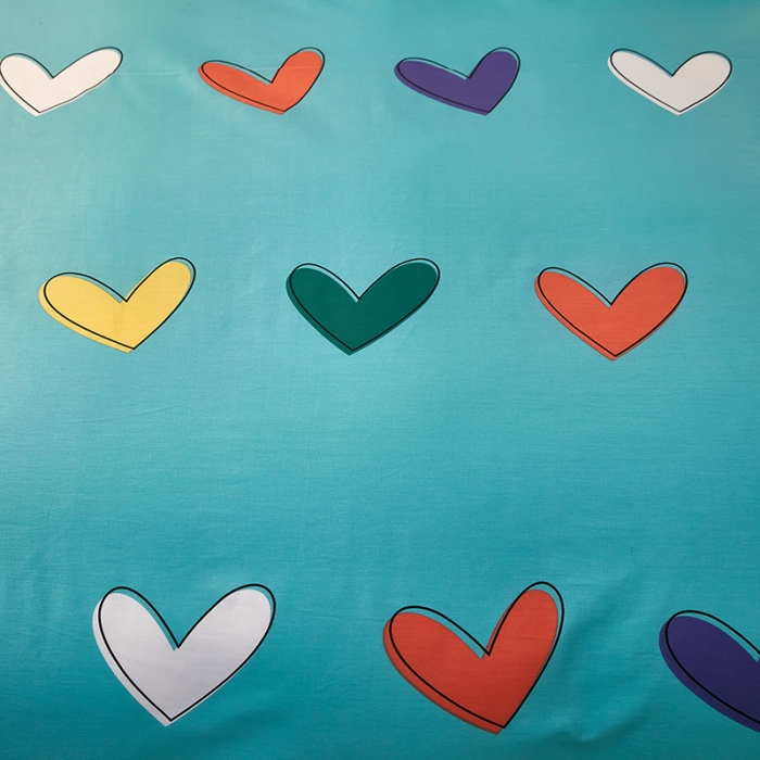 91家纺网 家纺一手货源 找家纺 雲归梦 2021全棉大版四件套可爱卡通系列 心心相印（兰）