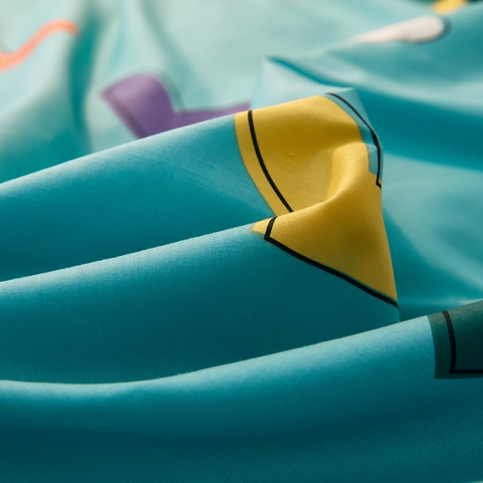 91家纺网 家纺一手货源 找家纺 雲归梦 2021全棉大版四件套可爱卡通系列 心心相印（兰）