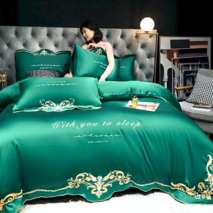 91家纺网 家纺一手货源 找家纺 （总）DC2024新款60s长绒棉刺绣婚庆四件套