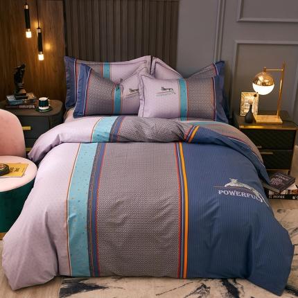 91家纺网 家纺一手货源 找家纺 （总）雲归梦 2021全棉大版四件套休闲格条系列