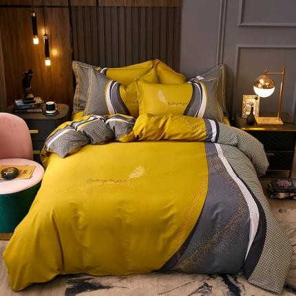 91家纺网 家纺一手货源 找家纺 （总）雲归梦 2021全棉大版四件套休闲格条系列