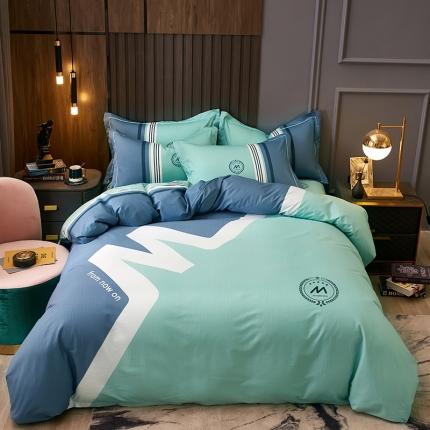 91家纺网 家纺一手货源 找家纺 （总）雲归梦 2021全棉大版四件套休闲格条系列