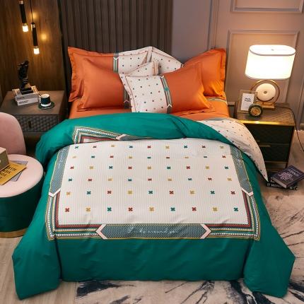 91家纺网 家纺一手货源 找家纺 （总）雲归梦 2021全棉大版四件套休闲格条系列