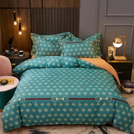 91家纺网 家纺一手货源 找家纺 （总）雲归梦 2021全棉大版四件套休闲格条系列