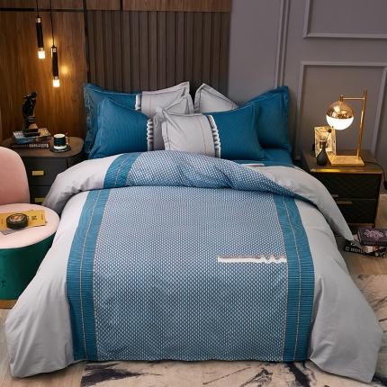 91家纺网 家纺一手货源 找家纺 （总）雲归梦 2021全棉大版四件套休闲格条系列