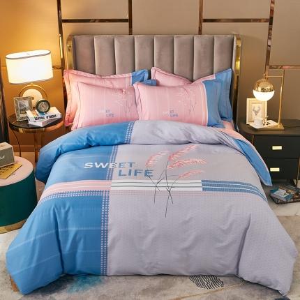 91家纺网 家纺一手货源 找家纺 （总）雲归梦 2021全棉大版四件套休闲格条系列