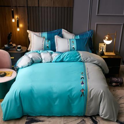 91家纺网 家纺一手货源 找家纺 （总）雲归梦 2021全棉大版四件套休闲格条系列