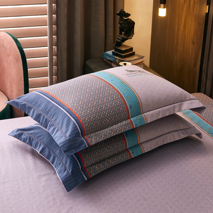 91家纺网 家纺一手货源 找家纺 雲归梦 2021全棉大版四件套休闲格条系列 奥德利