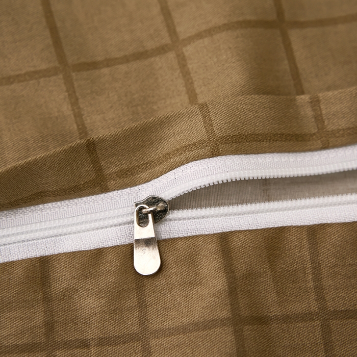 91家纺网 家纺一手货源 找家纺 雲归梦 2021全棉大版四件套休闲格条系列 宝格力（咖）