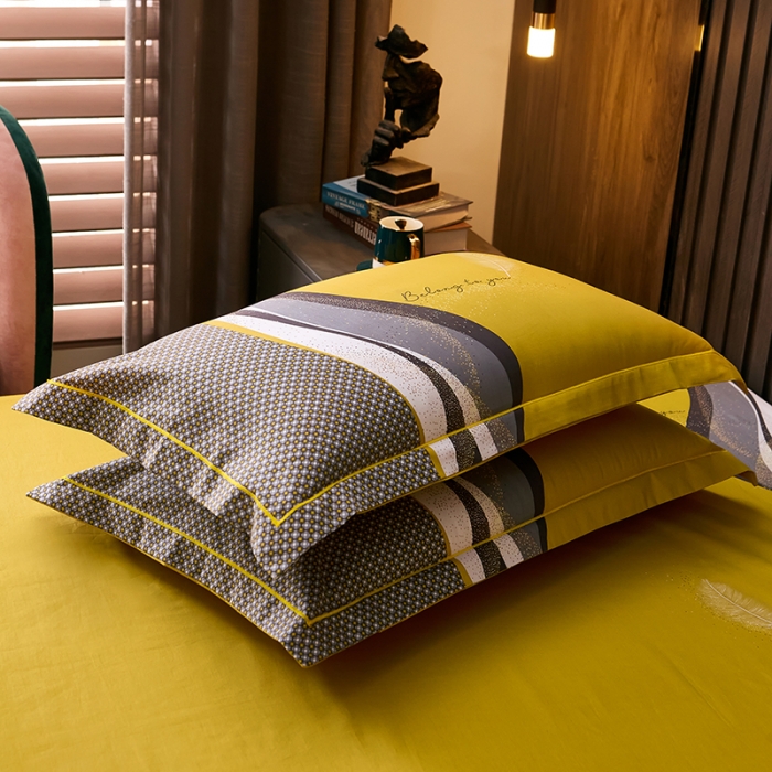 91家纺网 家纺一手货源 找家纺 雲归梦 2021全棉大版四件套休闲格条系列 北欧情怀