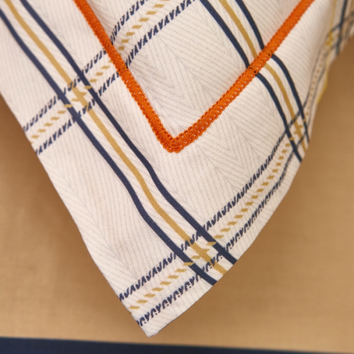 91家纺网 家纺一手货源 找家纺 雲归梦 2021全棉大版四件套休闲格条系列 查尔斯蓝