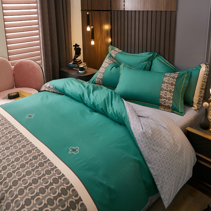 91家纺网 家纺一手货源 找家纺 雲归梦 2021全棉大版四件套休闲格条系列 戴维森