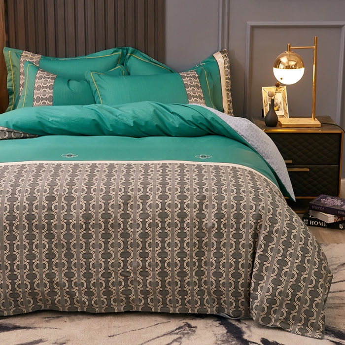 91家纺网 家纺一手货源 找家纺 雲归梦 2021全棉大版四件套休闲格条系列 戴维森