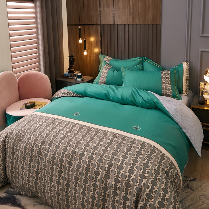 91家纺网 家纺一手货源 找家纺 雲归梦 2021全棉大版四件套休闲格条系列 戴维森