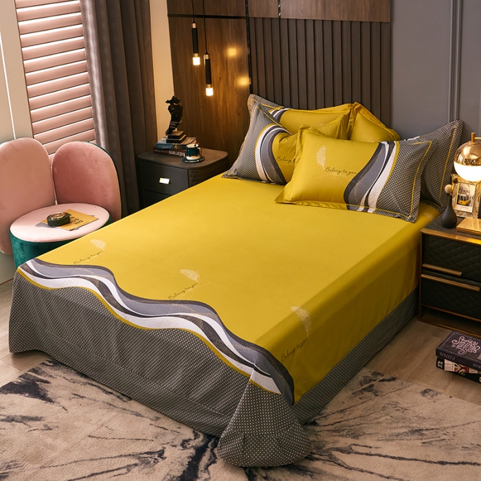 91家纺网 家纺一手货源 找家纺 雲归梦 2021全棉大版四件套休闲格条系列 北欧情怀