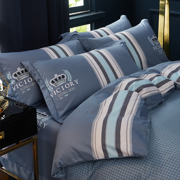 91家纺网 家纺一手货源 找家纺 雲归梦 2021全棉大版四件套休闲格条系列 简单生活