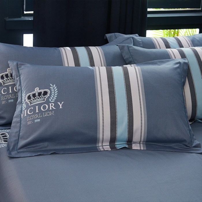 91家纺网 家纺一手货源 找家纺 雲归梦 2021全棉大版四件套休闲格条系列 简单生活