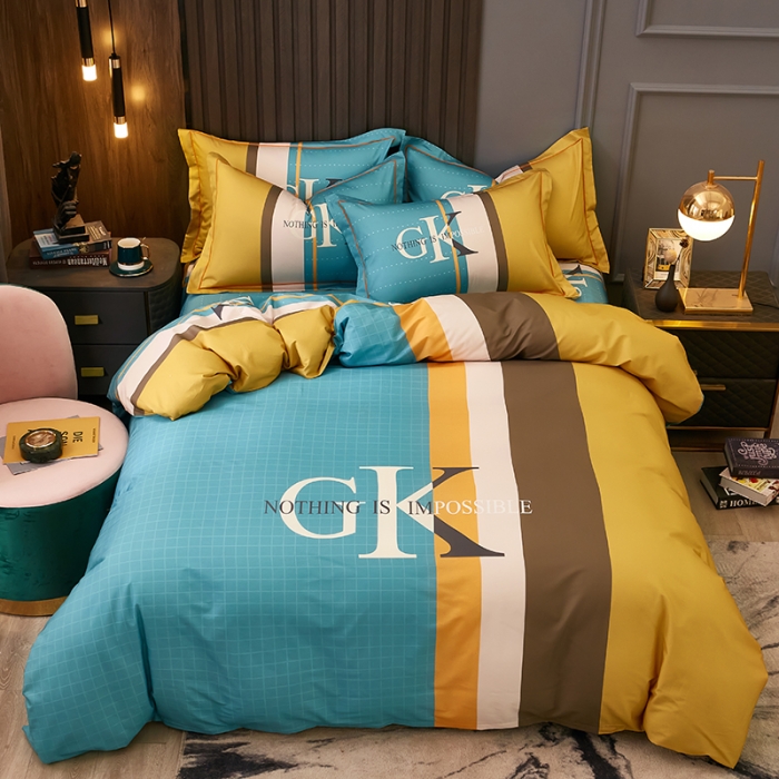 91家纺网 家纺一手货源 找家纺 雲归梦 2021全棉大版四件套休闲格条系列 捷克