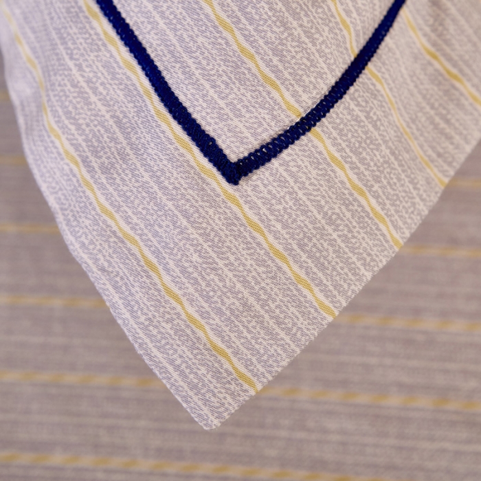 91家纺网 家纺一手货源 找家纺 雲归梦 2021全棉大版四件套休闲格条系列 卡地亚-黄