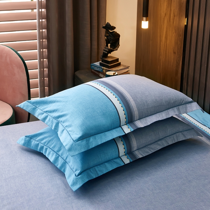 91家纺网 家纺一手货源 找家纺 雲归梦 2021全棉大版四件套休闲格条系列 卡洛斯