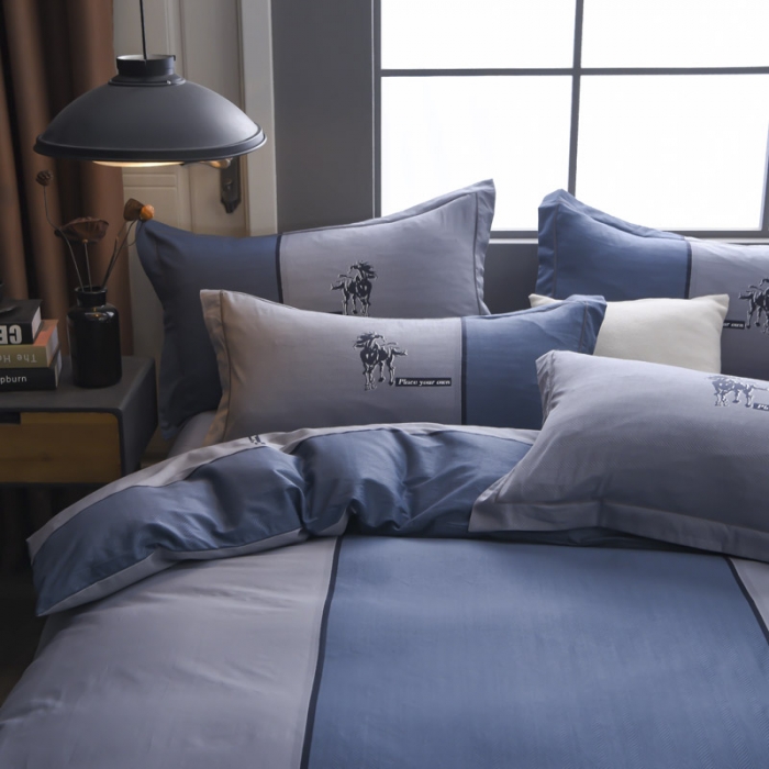 91家纺网 家纺一手货源 找家纺 雲归梦 2021全棉大版四件套休闲格条系列 酷派