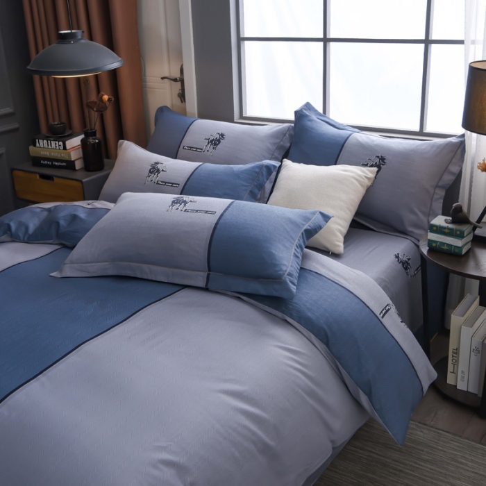 91家纺网 家纺一手货源 找家纺 雲归梦 2021全棉大版四件套休闲格条系列 酷派