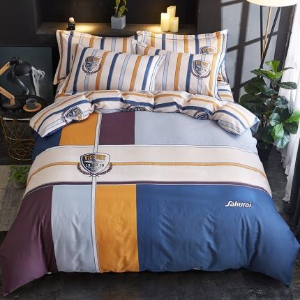 雲归梦 2021全棉大版四件套休闲格条系列 酷玩