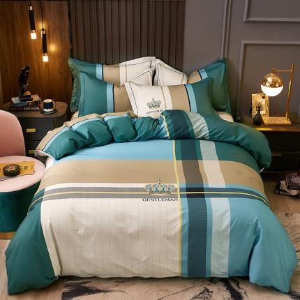 雲归梦 2021全棉大版四件套休闲格条系列 来生缘