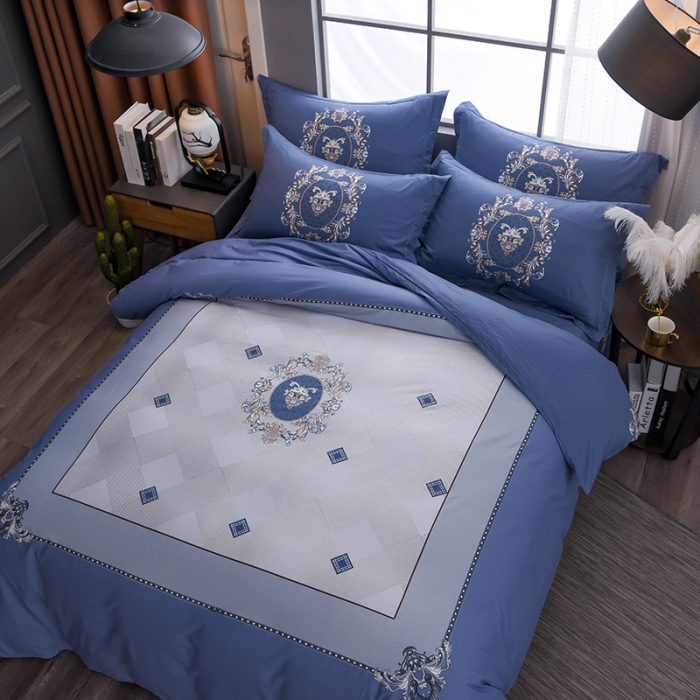 91家纺网 家纺一手货源 找家纺 雲归梦 2021全棉大版四件套休闲格条系列 罗赛思