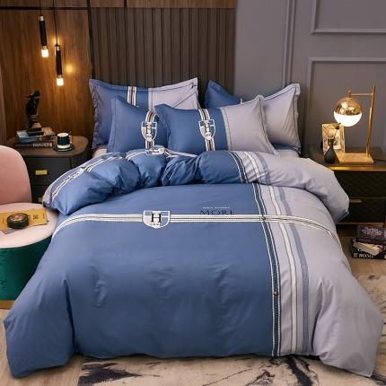 雲归梦 2021全棉大版四件套休闲格条系列 马德里