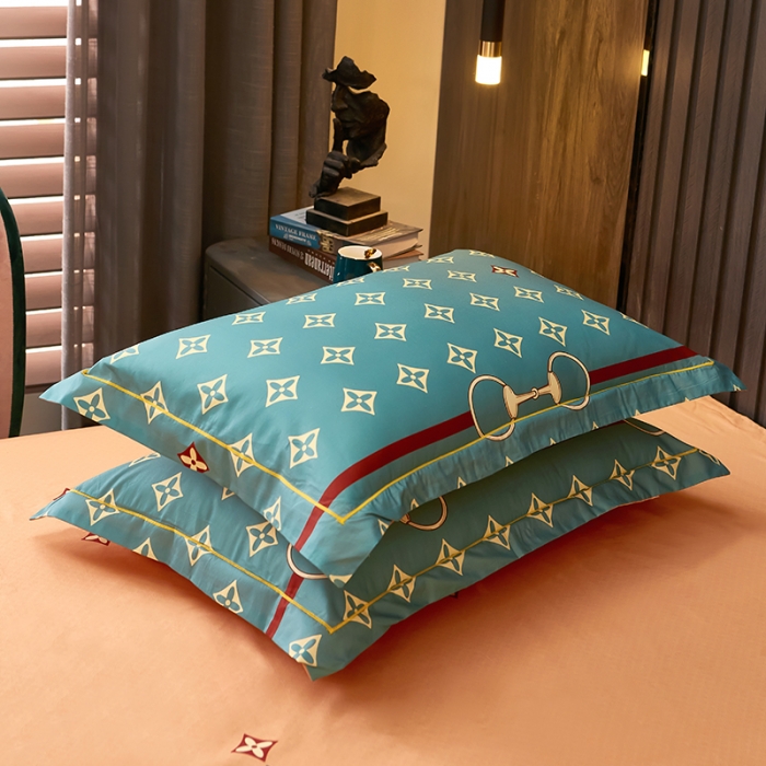 91家纺网 家纺一手货源 找家纺 雲归梦 2021全棉大版四件套休闲格条系列 绅调绿