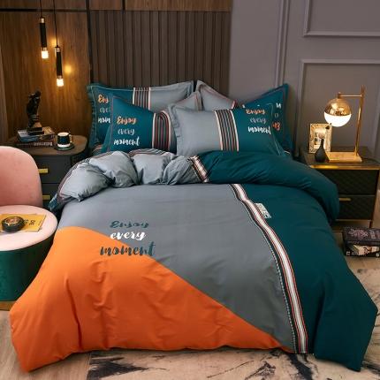 雲归梦 2021全棉大版四件套休闲格条系列 时尚元素