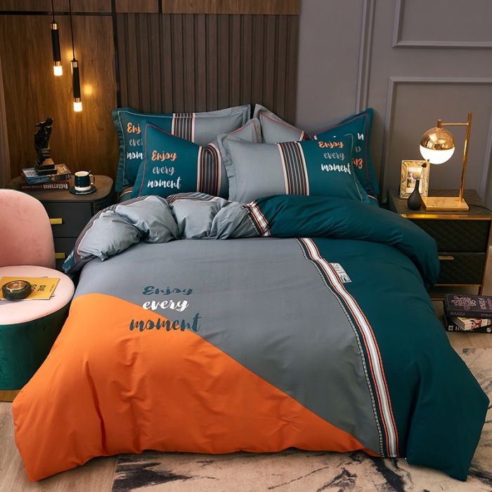 91家纺网 家纺一手货源 找家纺 雲归梦 2021全棉大版四件套休闲格条系列 时尚元素