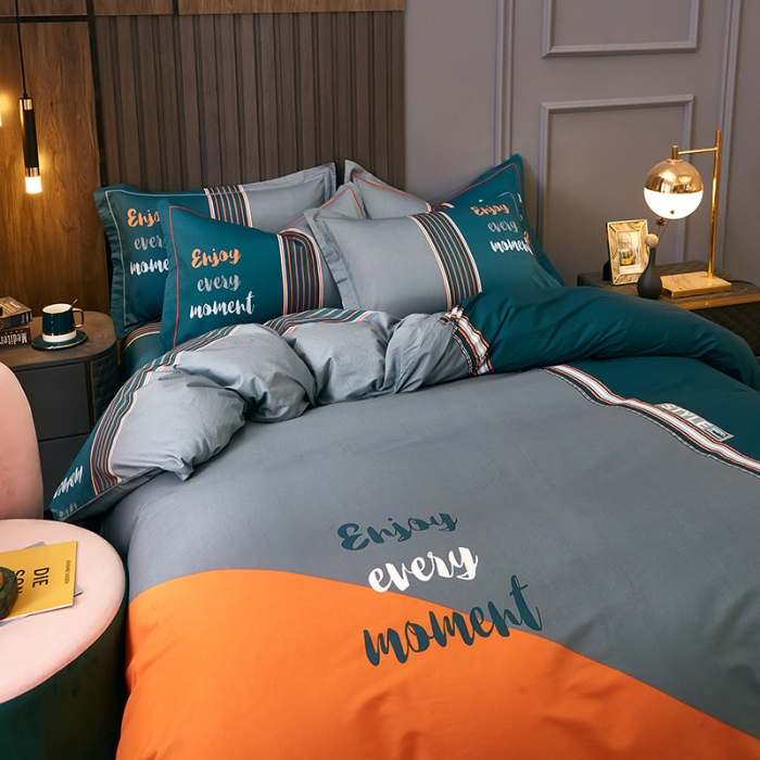 91家纺网 家纺一手货源 找家纺 雲归梦 2021全棉大版四件套休闲格条系列 时尚元素